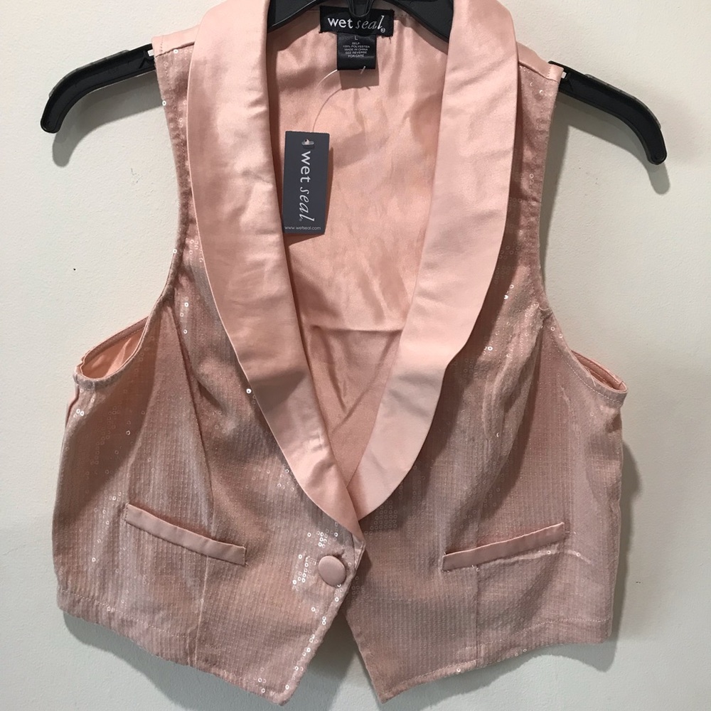 wet seal sequin vest/blush/nwt.